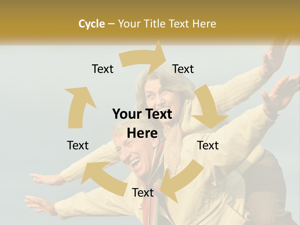 A Man And Woman Are Holding Each Other In The Air PowerPoint Template