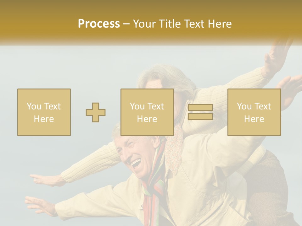 A Man And Woman Are Holding Each Other In The Air PowerPoint Template