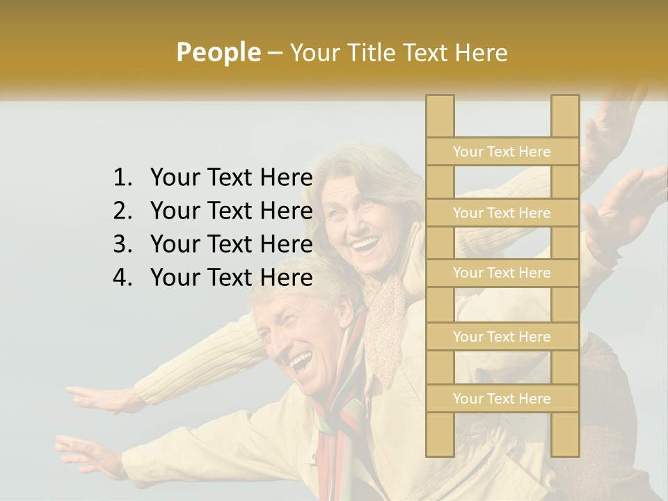 A Man And Woman Are Holding Each Other In The Air PowerPoint Template