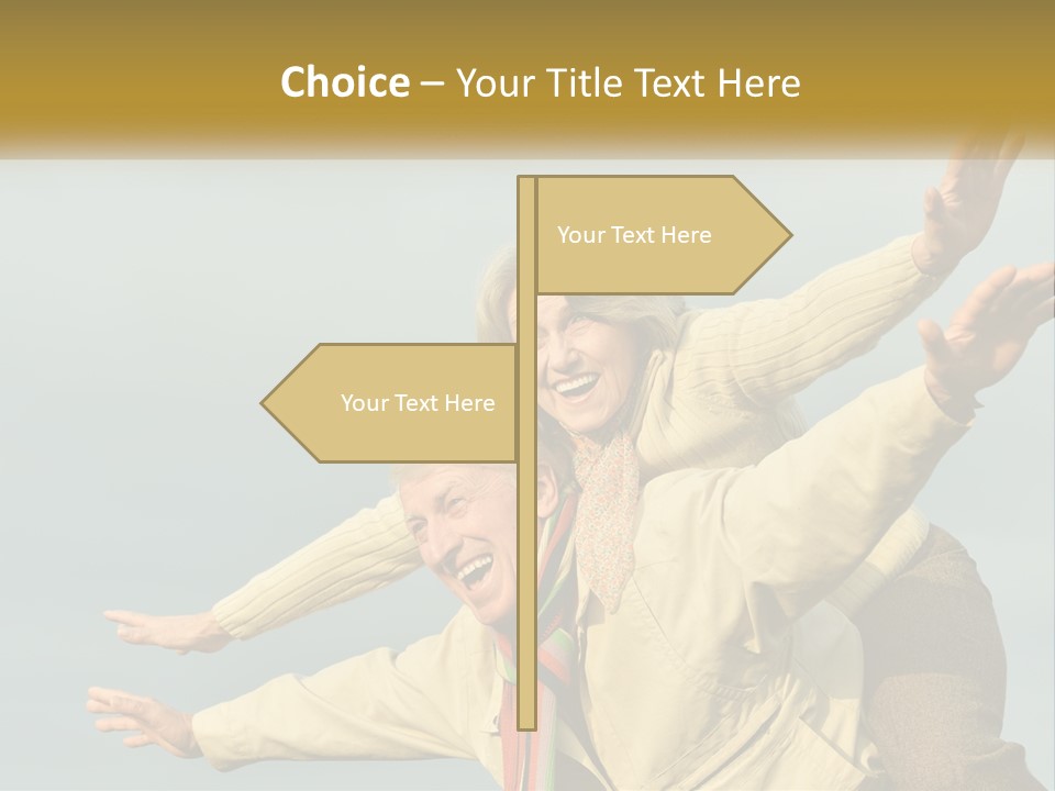 A Man And Woman Are Holding Each Other In The Air PowerPoint Template