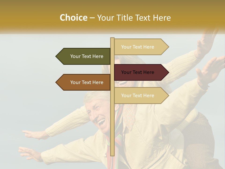 A Man And Woman Are Holding Each Other In The Air PowerPoint Template