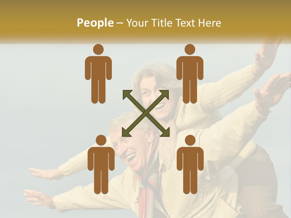 A Man And Woman Are Holding Each Other In The Air PowerPoint Template