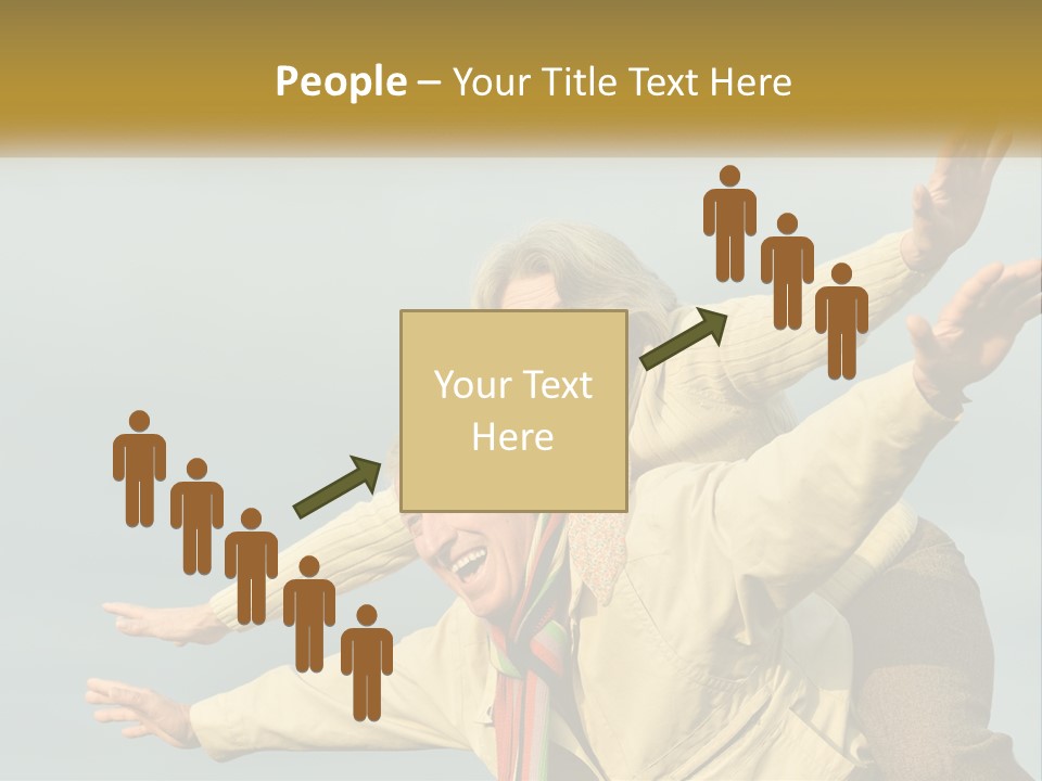 A Man And Woman Are Holding Each Other In The Air PowerPoint Template