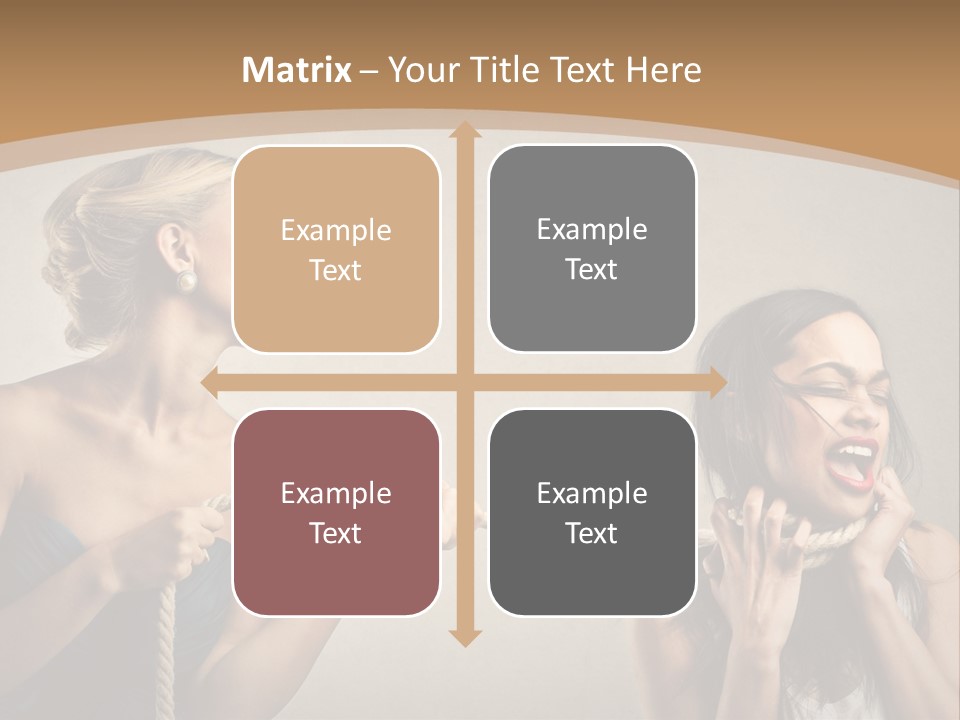 Two Women Pulling A Rope With Their Mouths PowerPoint Template