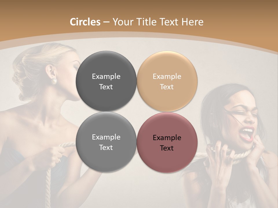 Two Women Pulling A Rope With Their Mouths PowerPoint Template