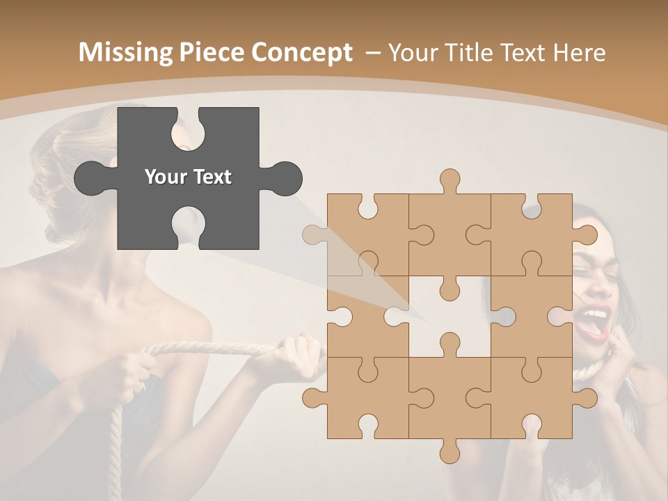 Two Women Pulling A Rope With Their Mouths PowerPoint Template