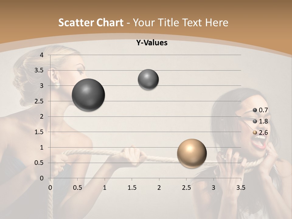 Two Women Pulling A Rope With Their Mouths PowerPoint Template