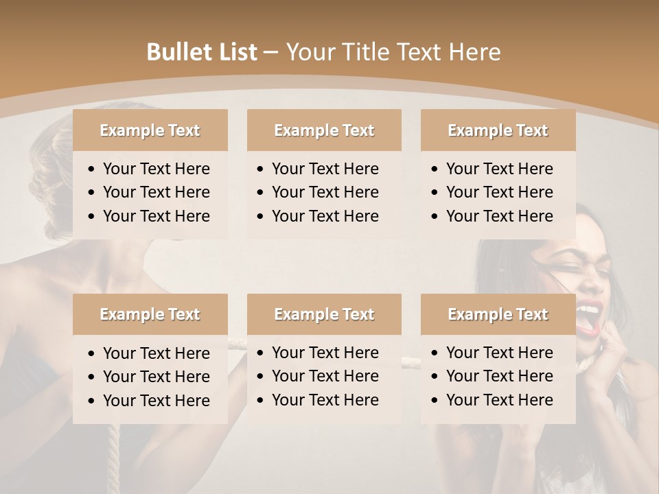 Two Women Pulling A Rope With Their Mouths PowerPoint Template