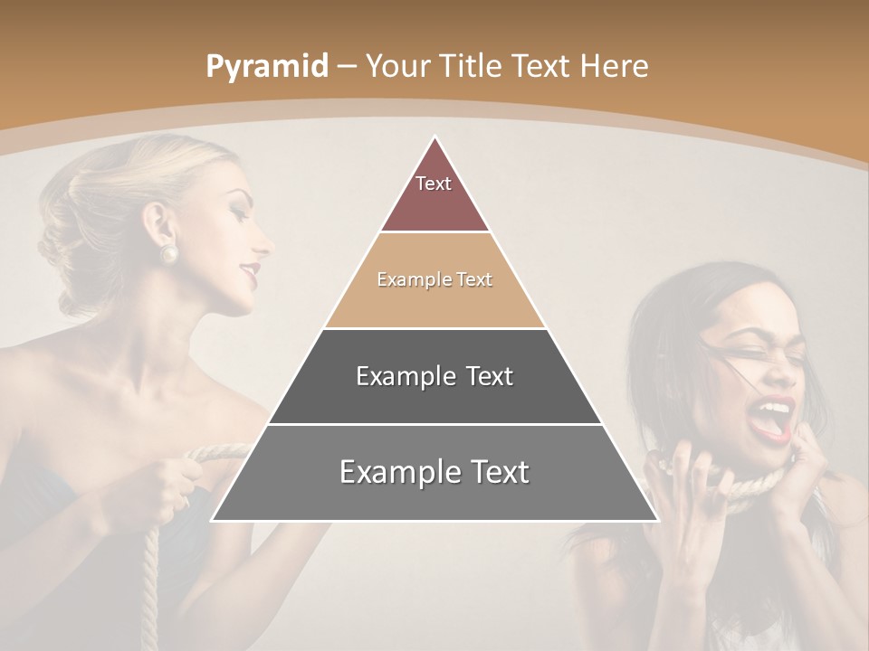 Two Women Pulling A Rope With Their Mouths PowerPoint Template