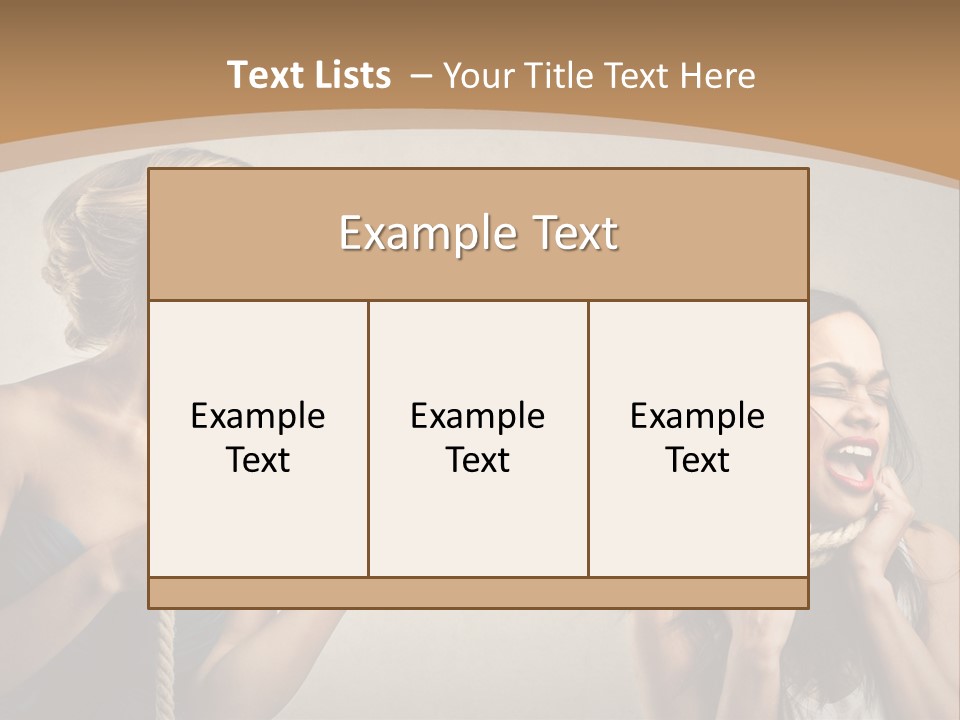 Two Women Pulling A Rope With Their Mouths PowerPoint Template