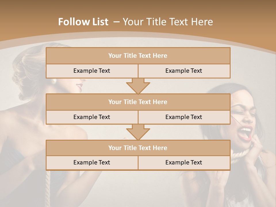 Two Women Pulling A Rope With Their Mouths PowerPoint Template