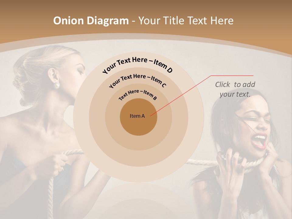 Two Women Pulling A Rope With Their Mouths PowerPoint Template