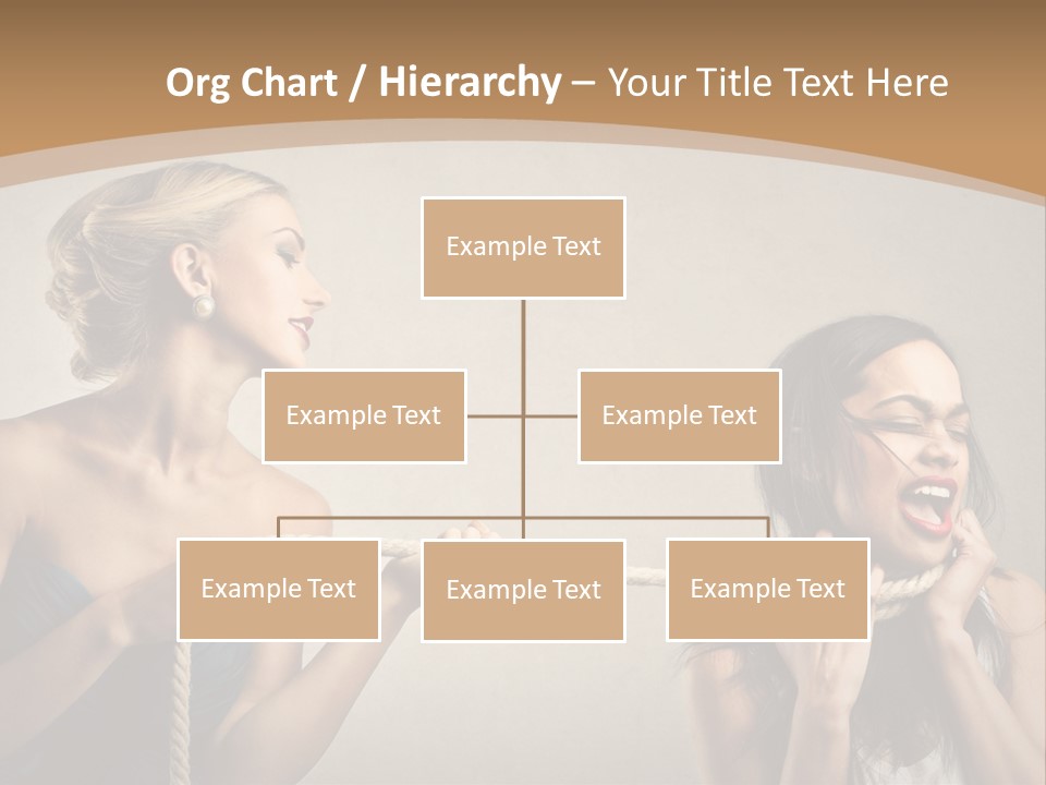 Two Women Pulling A Rope With Their Mouths PowerPoint Template