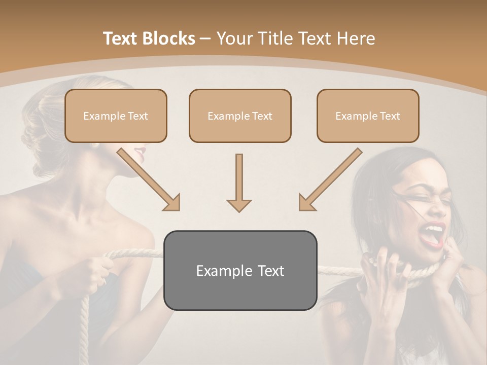 Two Women Pulling A Rope With Their Mouths PowerPoint Template