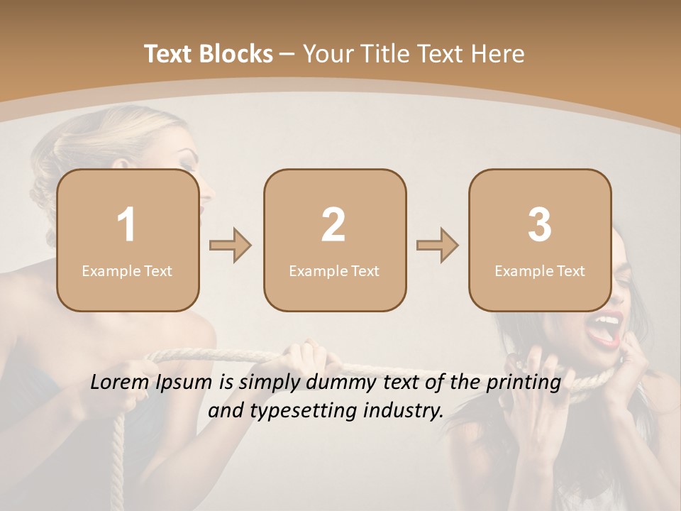 Two Women Pulling A Rope With Their Mouths PowerPoint Template