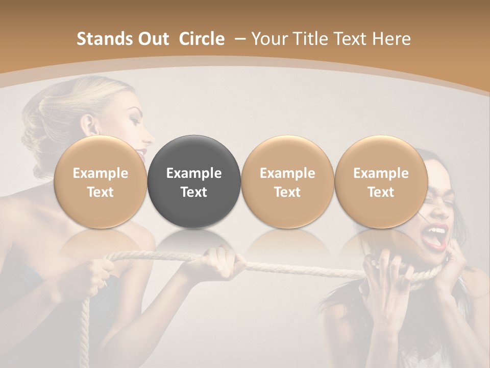 Two Women Pulling A Rope With Their Mouths PowerPoint Template