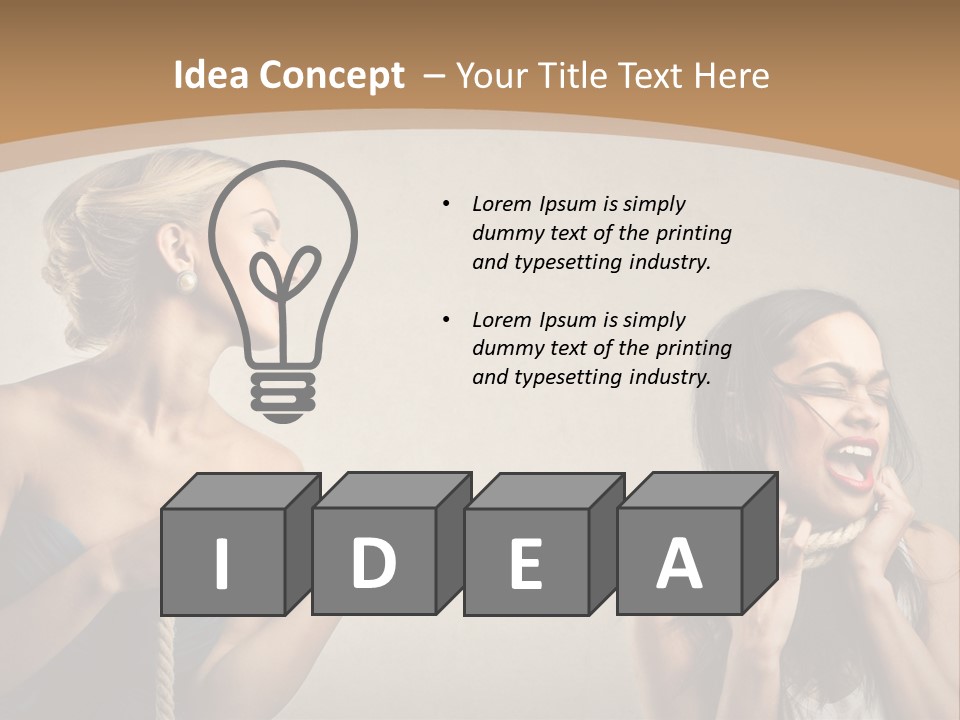 Two Women Pulling A Rope With Their Mouths PowerPoint Template