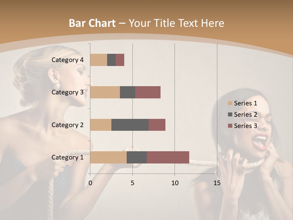 Two Women Pulling A Rope With Their Mouths PowerPoint Template