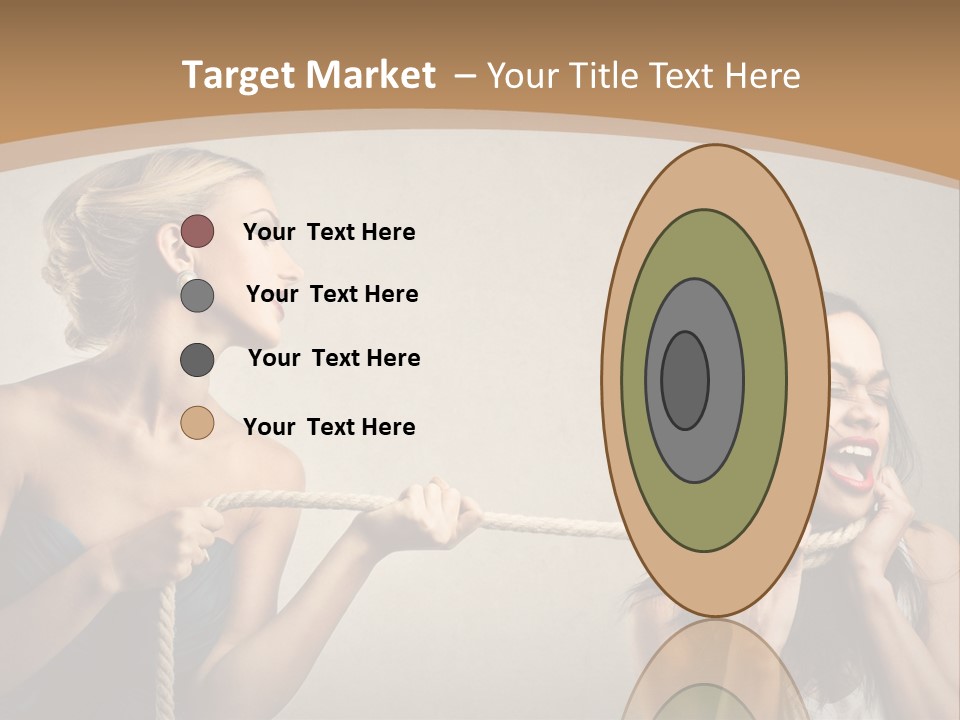 Two Women Pulling A Rope With Their Mouths PowerPoint Template