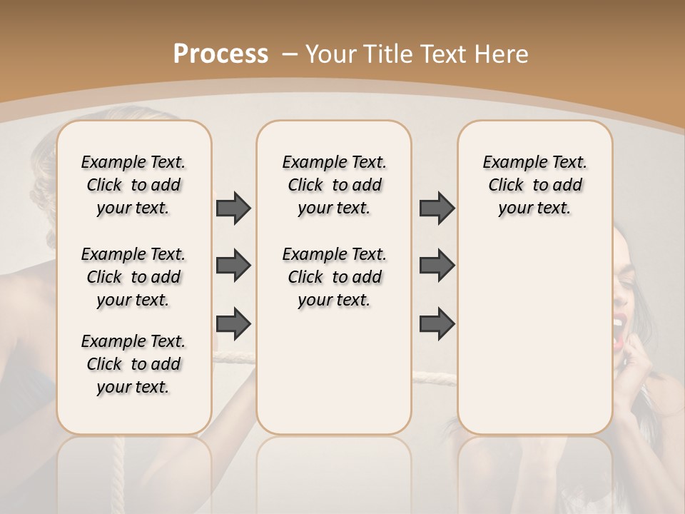 Two Women Pulling A Rope With Their Mouths PowerPoint Template