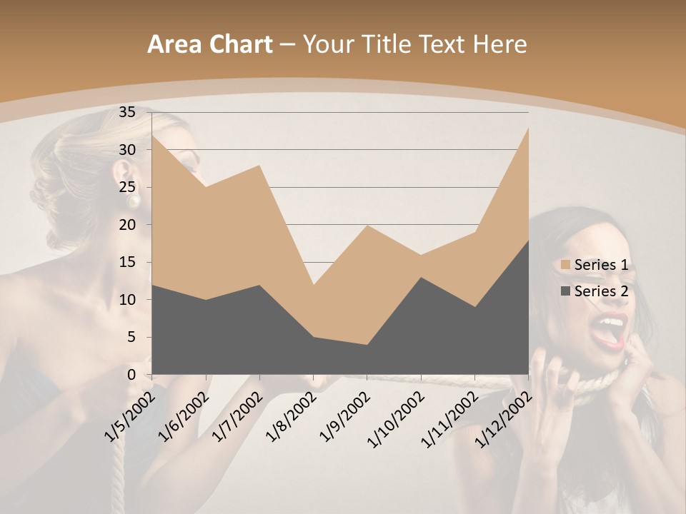 Two Women Pulling A Rope With Their Mouths PowerPoint Template