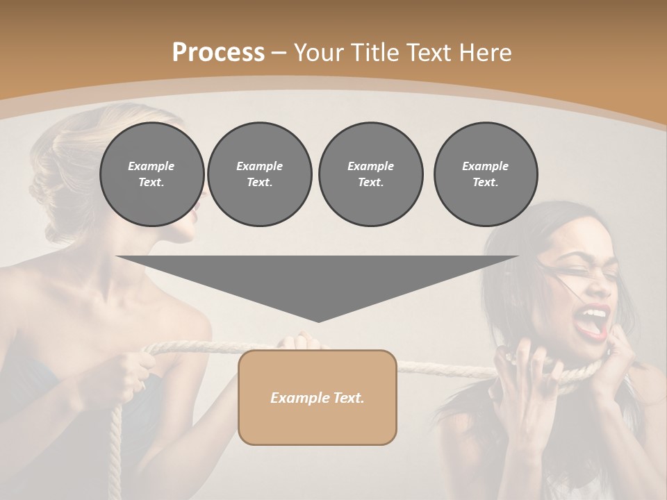 Two Women Pulling A Rope With Their Mouths PowerPoint Template