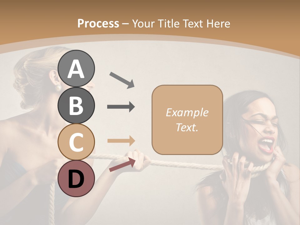 Two Women Pulling A Rope With Their Mouths PowerPoint Template