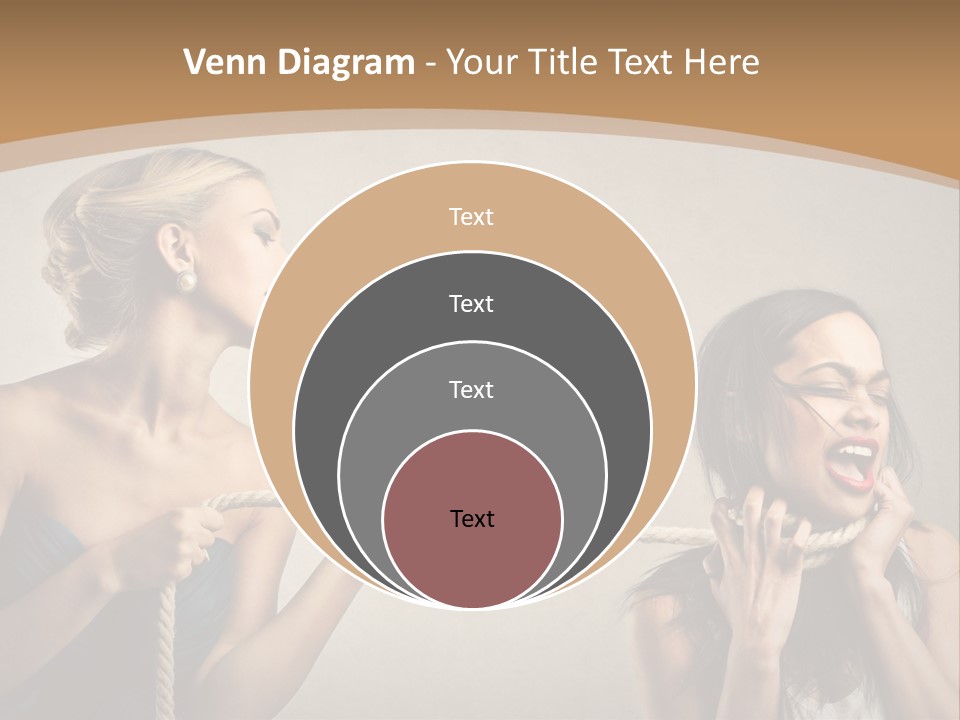 Two Women Pulling A Rope With Their Mouths PowerPoint Template