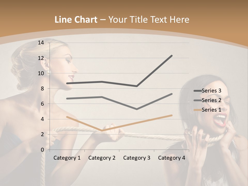 Two Women Pulling A Rope With Their Mouths PowerPoint Template