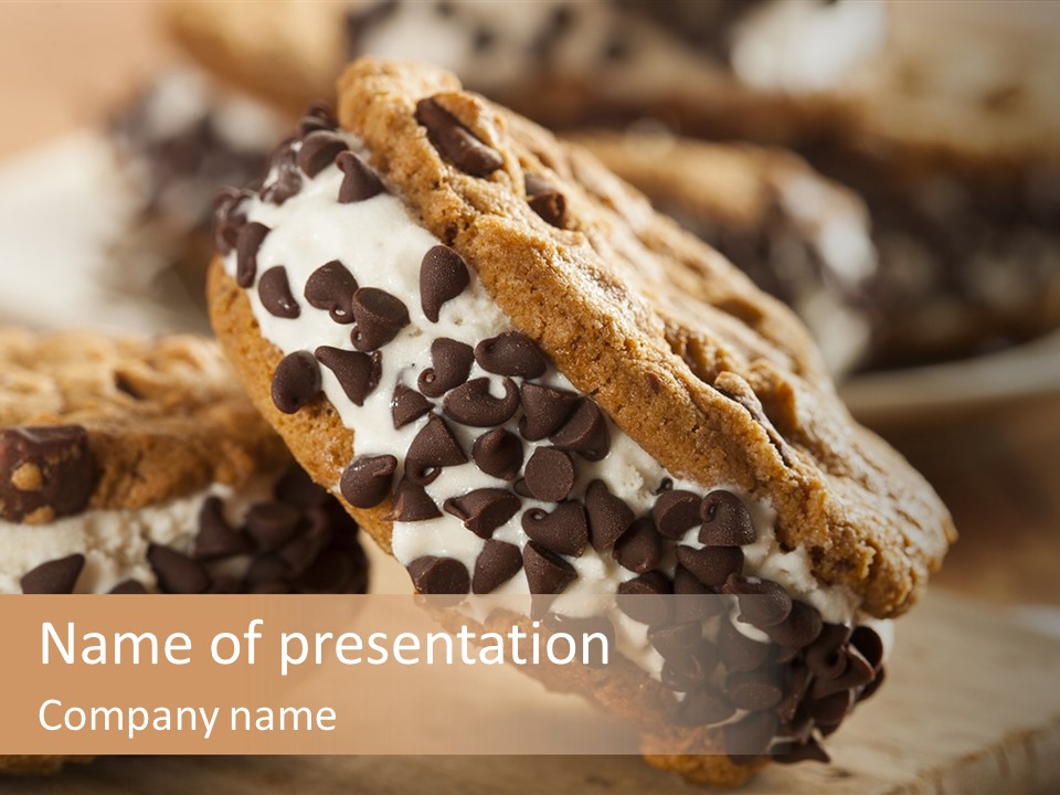 A Close Up Of A Cookie With Chocolate Chips On It PowerPoint Template