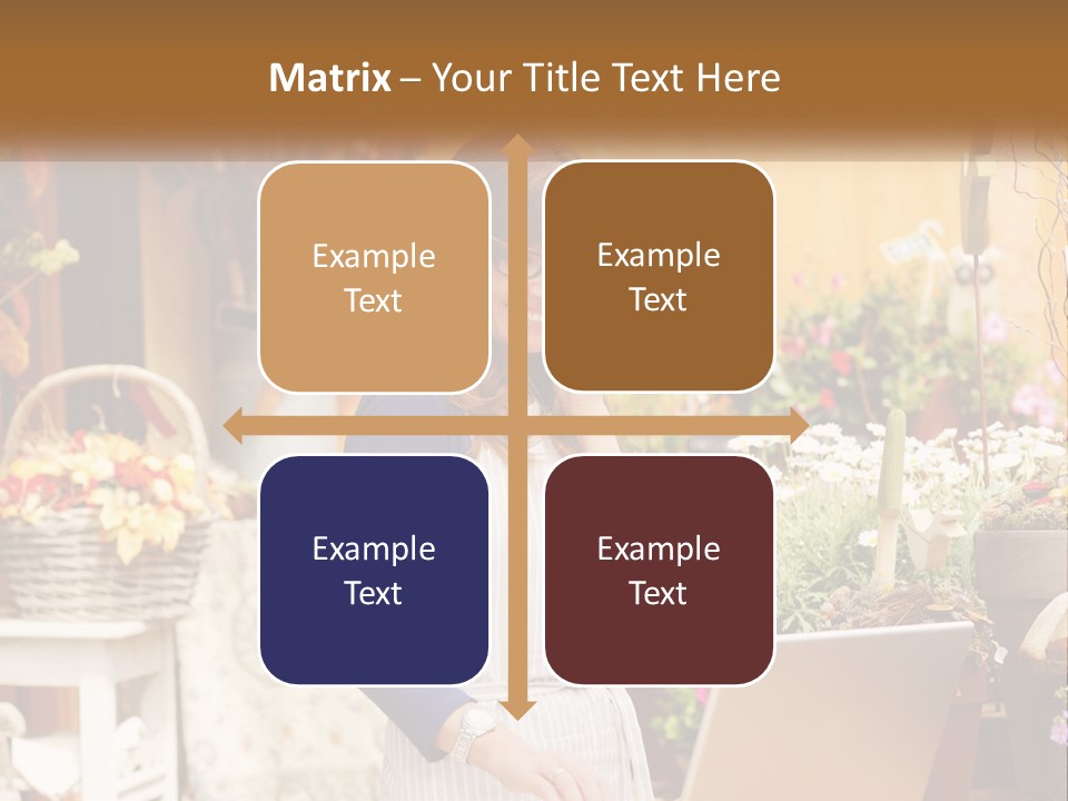 A Woman Talking On A Cell Phone In A Flower Shop PowerPoint Template