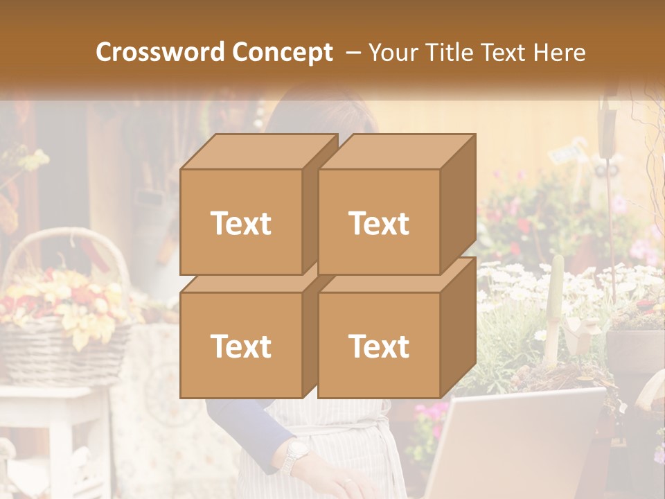 A Woman Talking On A Cell Phone In A Flower Shop PowerPoint Template