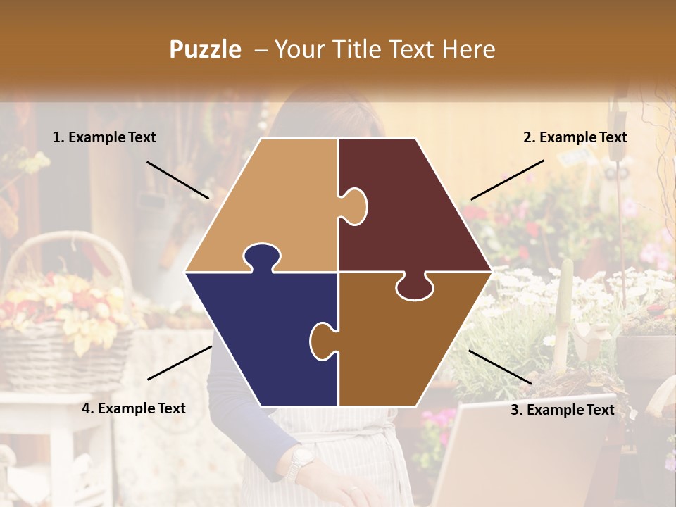 A Woman Talking On A Cell Phone In A Flower Shop PowerPoint Template