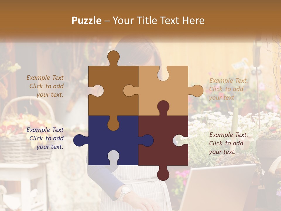 A Woman Talking On A Cell Phone In A Flower Shop PowerPoint Template