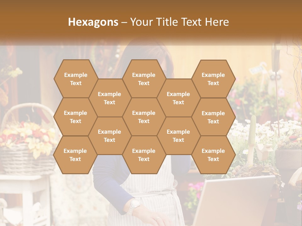 A Woman Talking On A Cell Phone In A Flower Shop PowerPoint Template