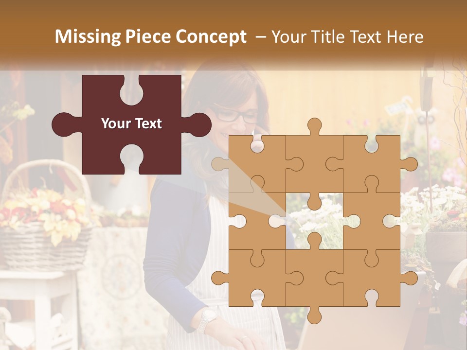 A Woman Talking On A Cell Phone In A Flower Shop PowerPoint Template