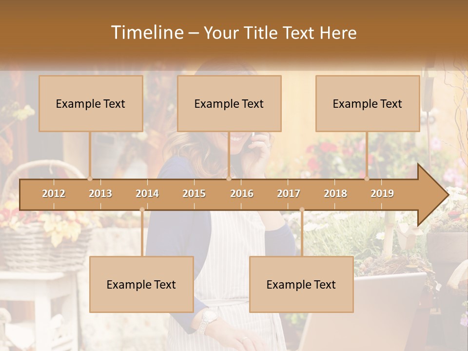 A Woman Talking On A Cell Phone In A Flower Shop PowerPoint Template