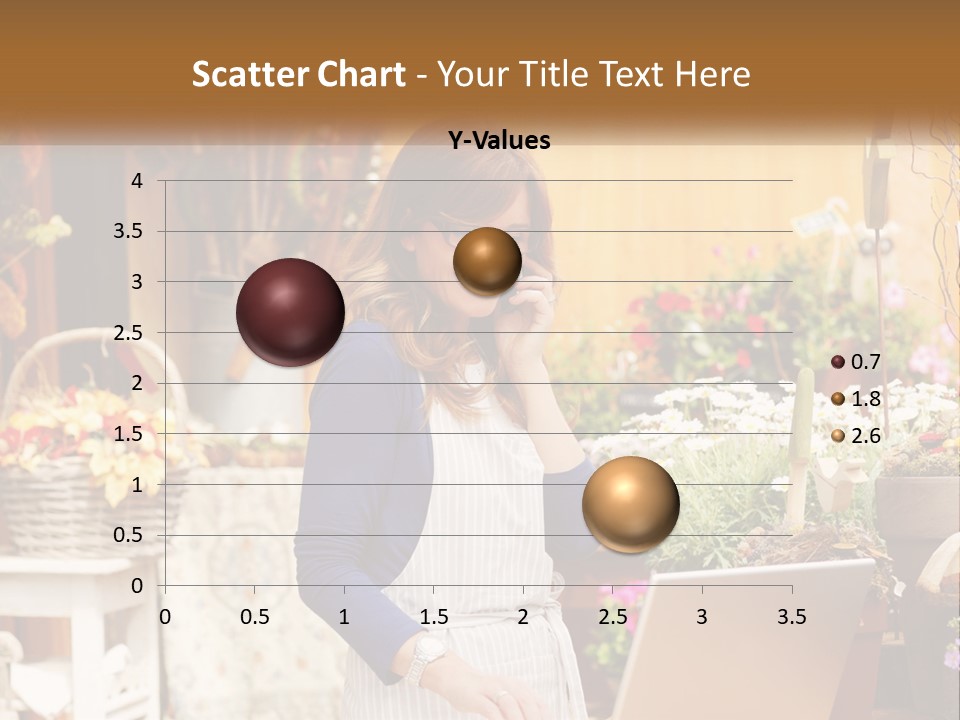 A Woman Talking On A Cell Phone In A Flower Shop PowerPoint Template