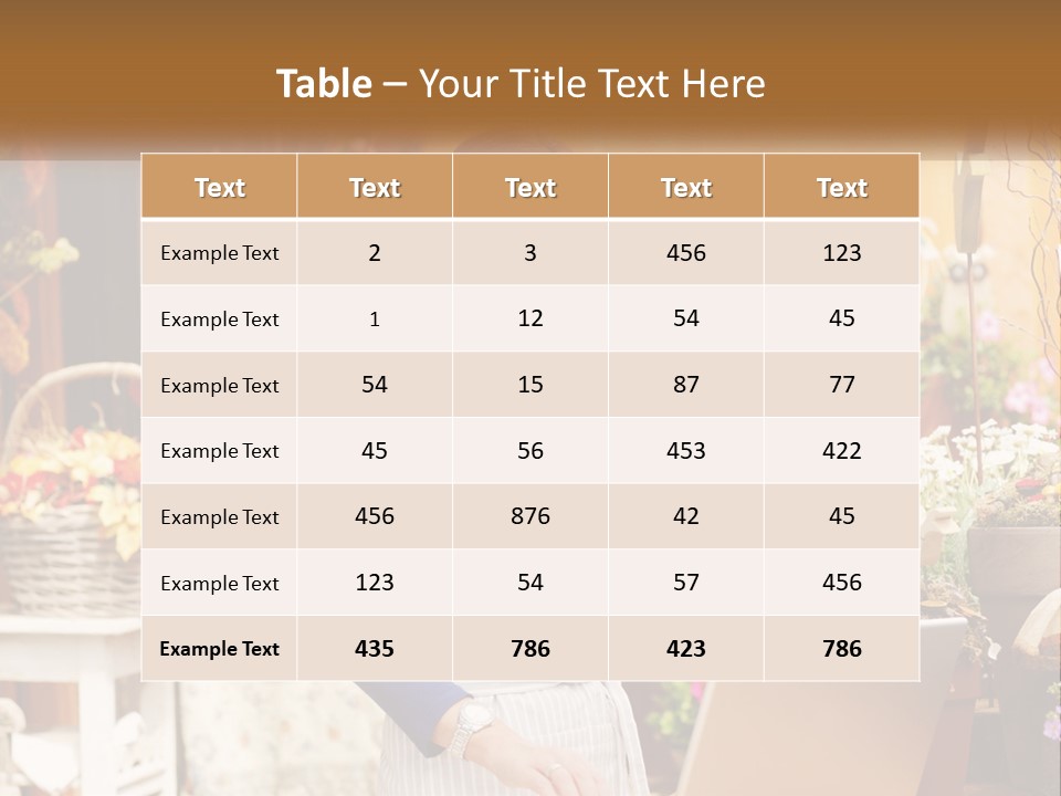 A Woman Talking On A Cell Phone In A Flower Shop PowerPoint Template