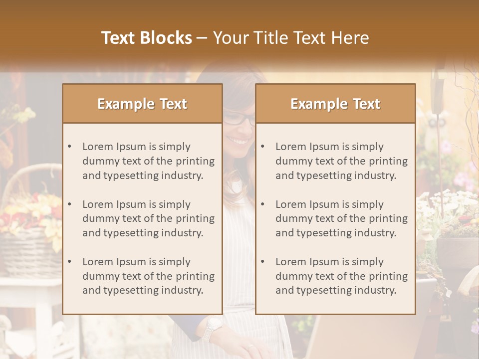 A Woman Talking On A Cell Phone In A Flower Shop PowerPoint Template