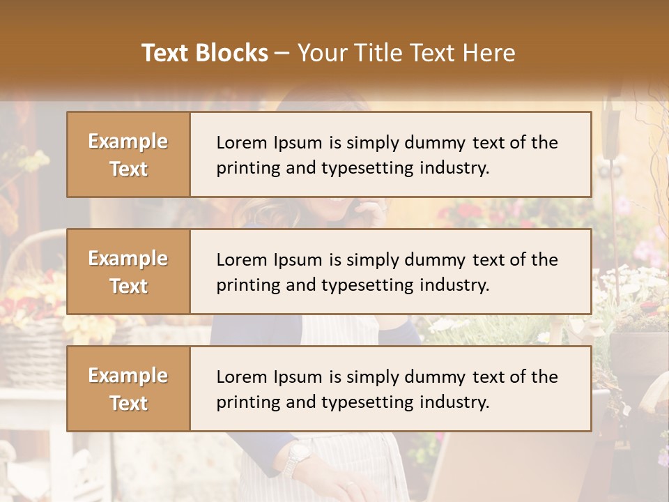 A Woman Talking On A Cell Phone In A Flower Shop PowerPoint Template