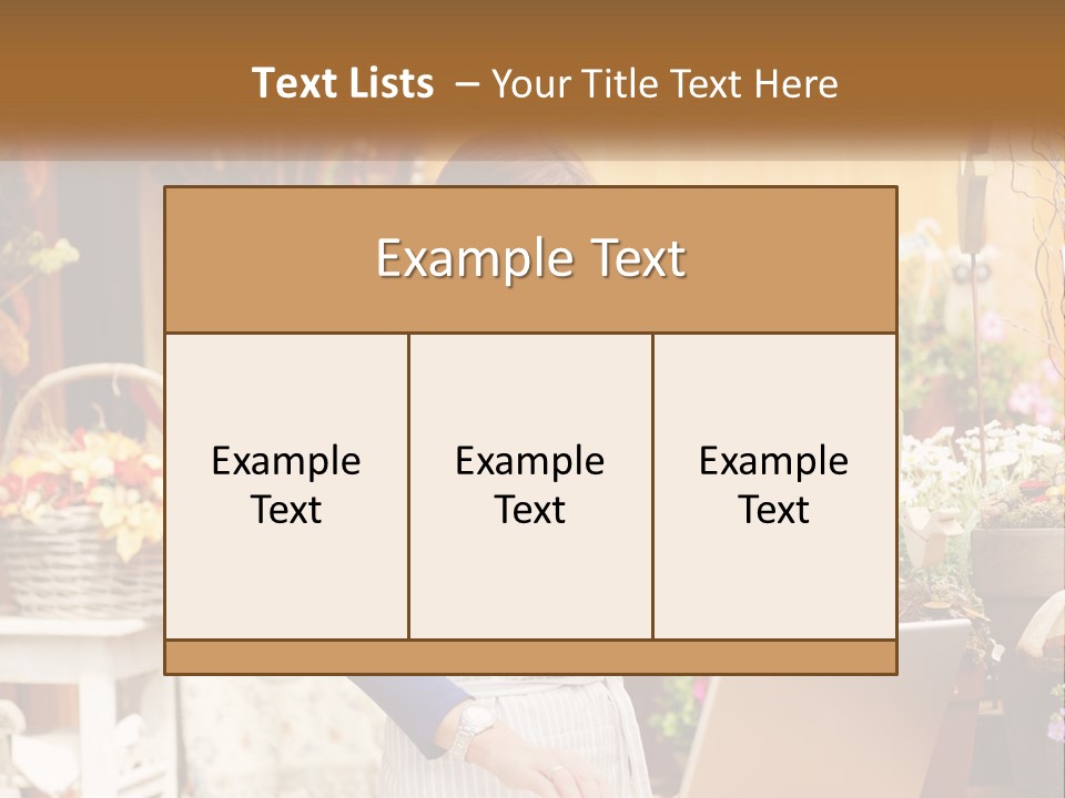 A Woman Talking On A Cell Phone In A Flower Shop PowerPoint Template