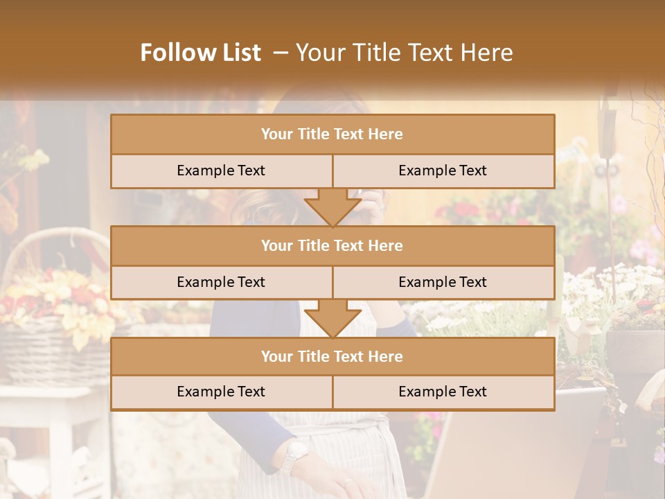 A Woman Talking On A Cell Phone In A Flower Shop PowerPoint Template