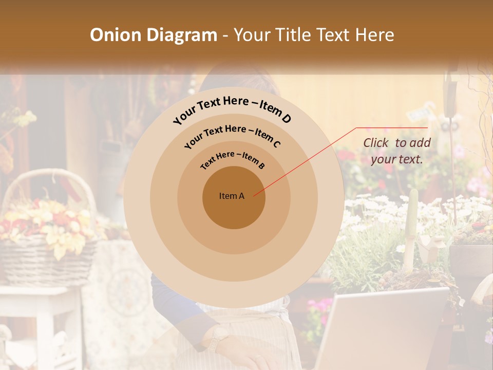 A Woman Talking On A Cell Phone In A Flower Shop PowerPoint Template