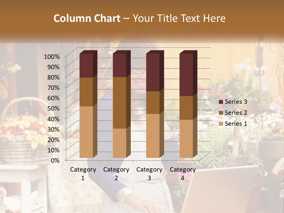 A Woman Talking On A Cell Phone In A Flower Shop PowerPoint Template