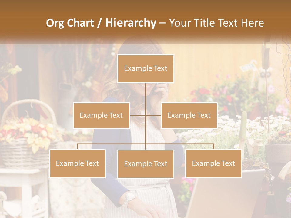 A Woman Talking On A Cell Phone In A Flower Shop PowerPoint Template