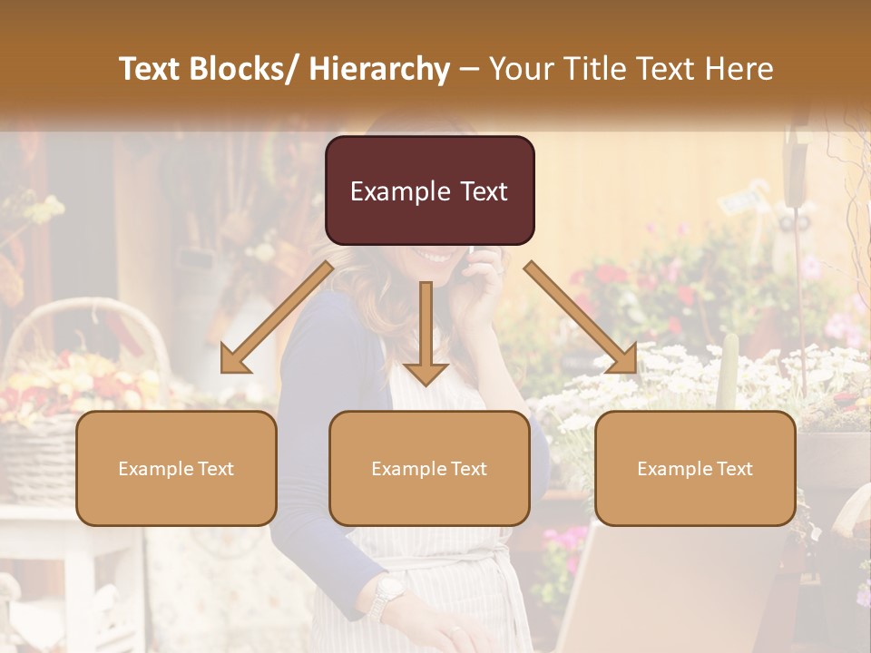 A Woman Talking On A Cell Phone In A Flower Shop PowerPoint Template