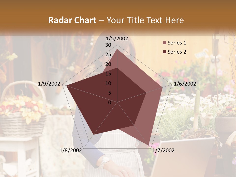 A Woman Talking On A Cell Phone In A Flower Shop PowerPoint Template