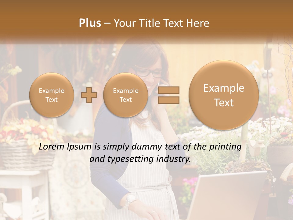 A Woman Talking On A Cell Phone In A Flower Shop PowerPoint Template