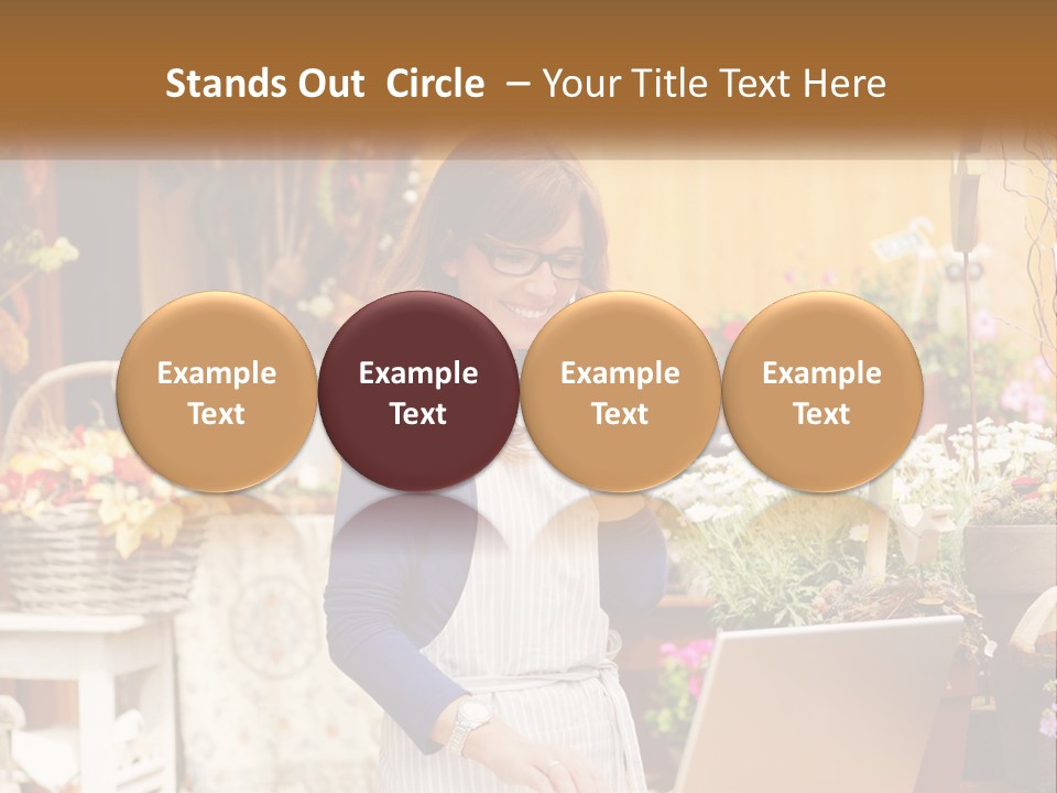 A Woman Talking On A Cell Phone In A Flower Shop PowerPoint Template